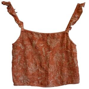 a.n.a Textured Rust Burned Orange Sleeveless Print Crop Top Size Small